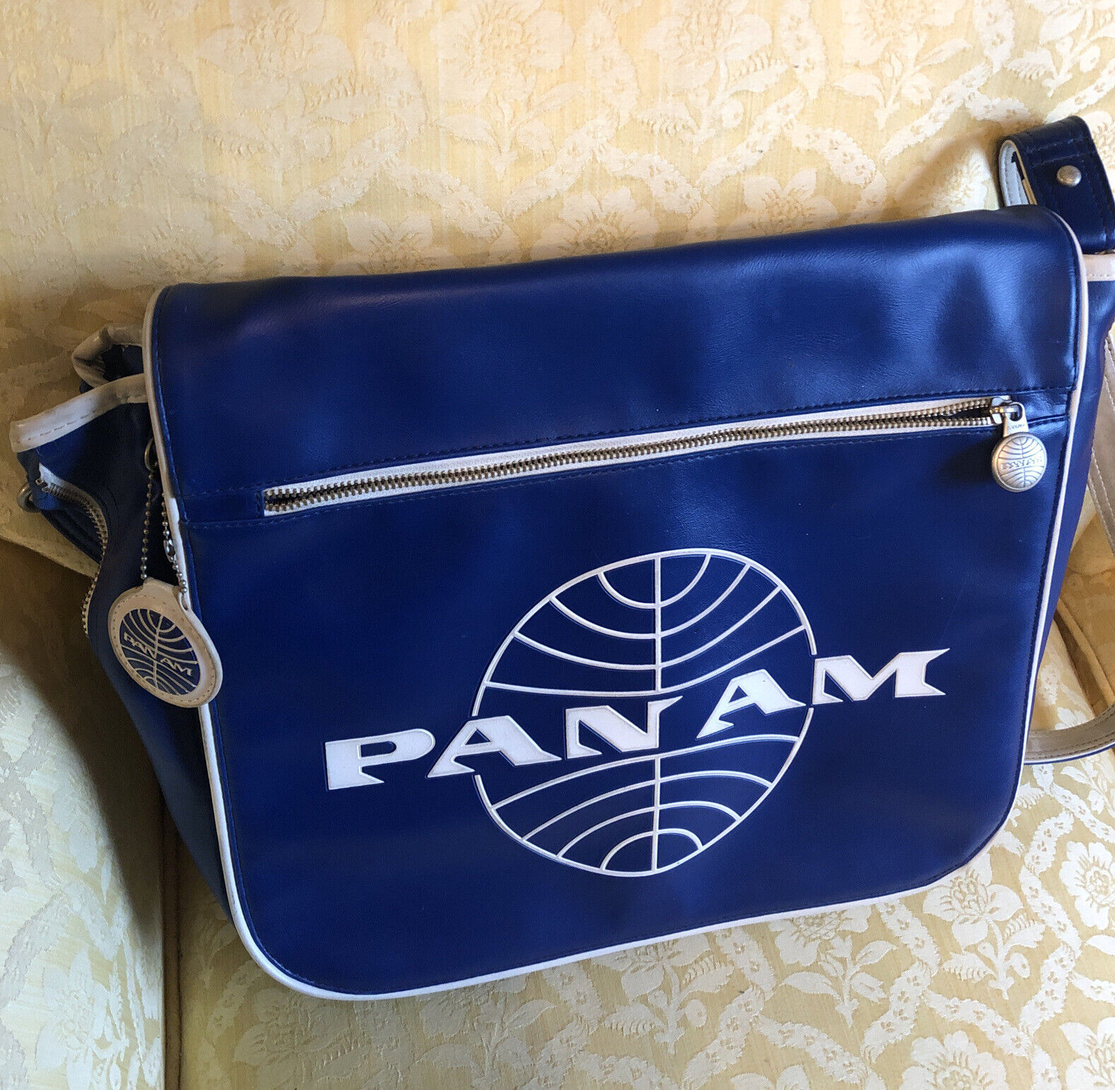Vintage Pan American Pan Am Airlines Travel Messenger Bag Blue With Tag Laptop