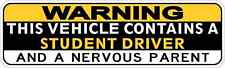 10x3 Student Driver and Nervous Parent Sticker Car Truck Vehicle Bumper Decal picture
