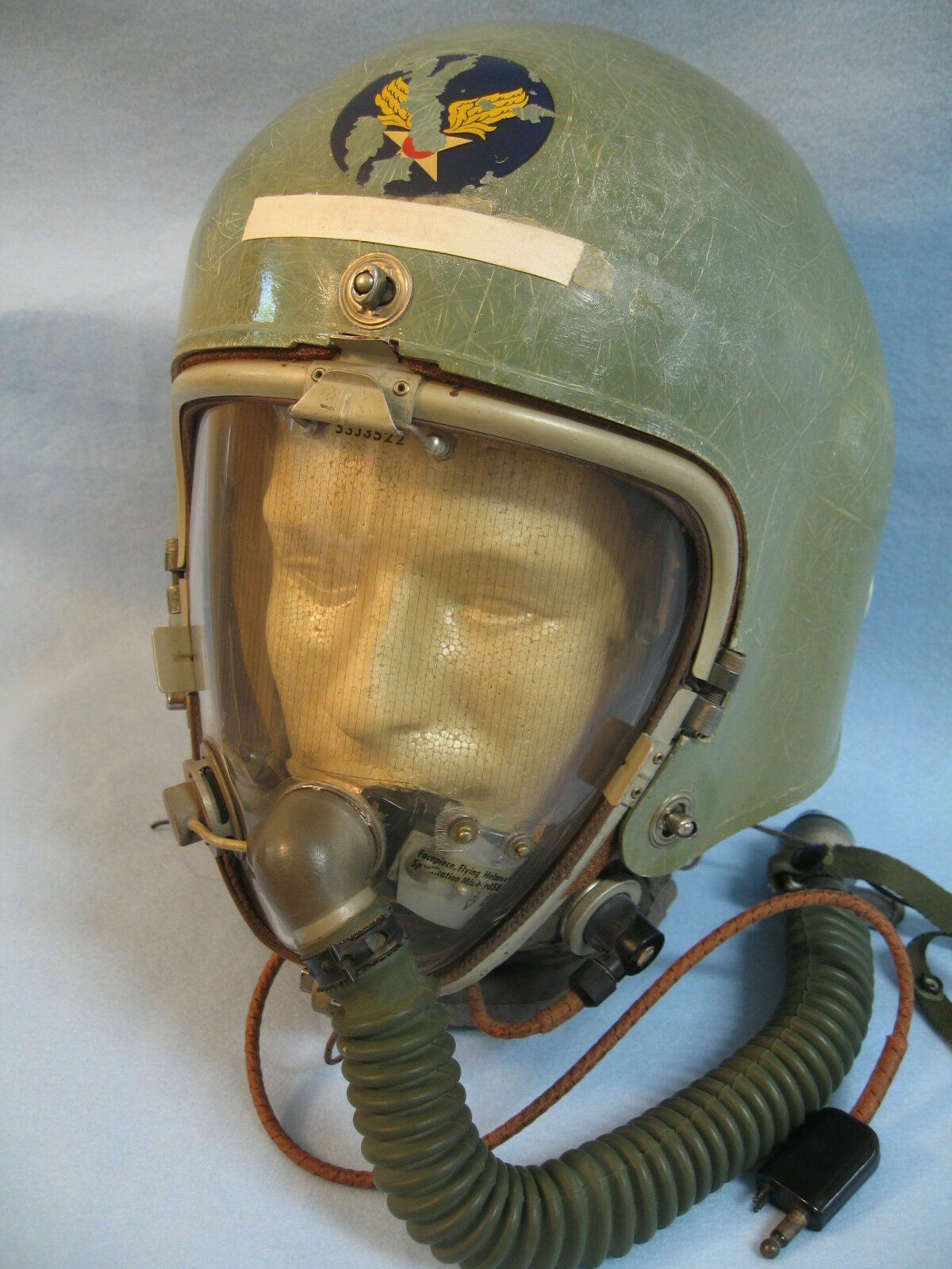 USAF K-1 High Altitude Flight Helmet w/Face Plate Named Jet pilot U.S.A.F.