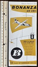 1959 BONANZA AIR LINES BROCHURE F-27A SILVER DART, GUY SMOKING PIPE, $19 FLIGHT picture