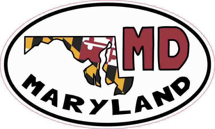 5X3 Oval MD Maryland Sticker Vinyl Luggage Car Truck Bumper Cup Tumbler Stickers