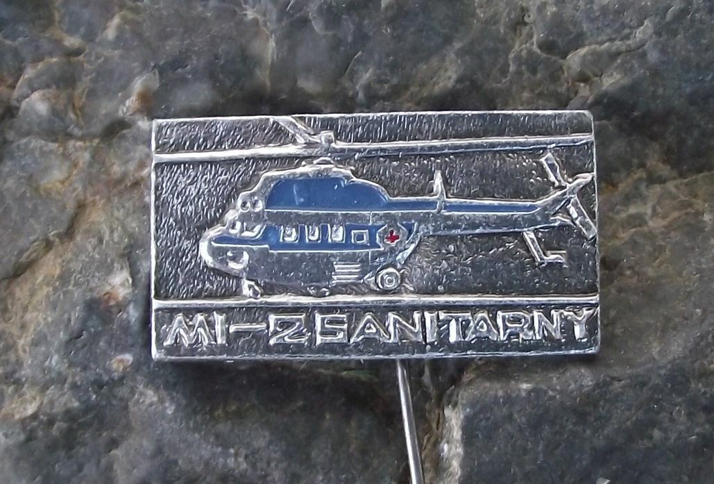 Vintage Czechoslovakian Mil Mi-2 Soviet Helicopter Air Ambulance Pin Badge