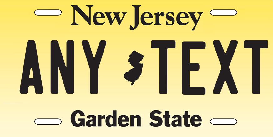 New Jersey License Plate Personalized Custom ADD YOUR TEXT