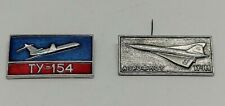 Aeroflot Badge Aircraft tu-144 tu-154 Soviet Pin Collectible Made USSR Vintage picture