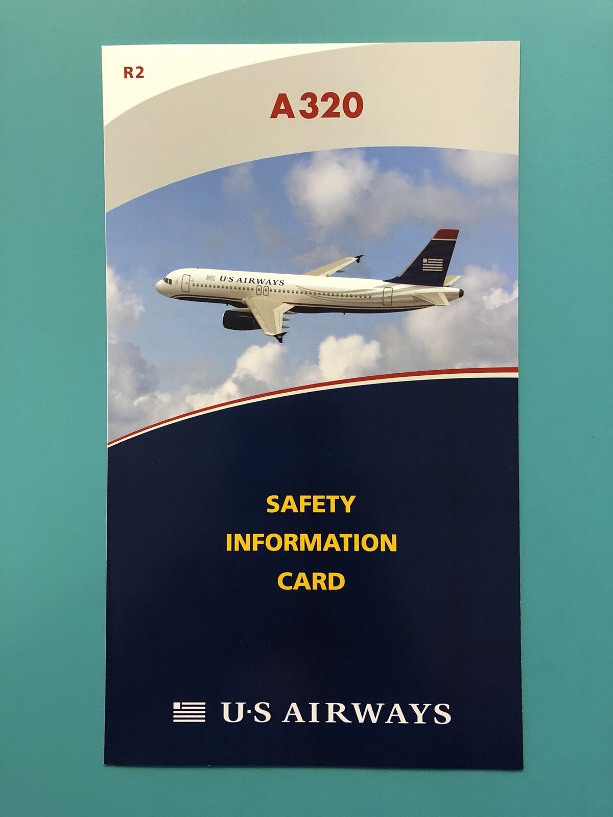US AIRWAYS SAFETY CARD--AIRBUS 320 #2