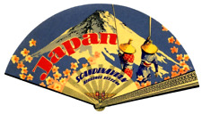 SAS SCANDINAVIAN Airline to JAPAN - Gorgeous FAN Shaped Luggage Label, MINT picture