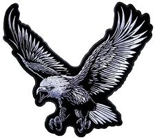 Large White And Silver Flying American Bald Eagle Embroidered Biker Patch picture