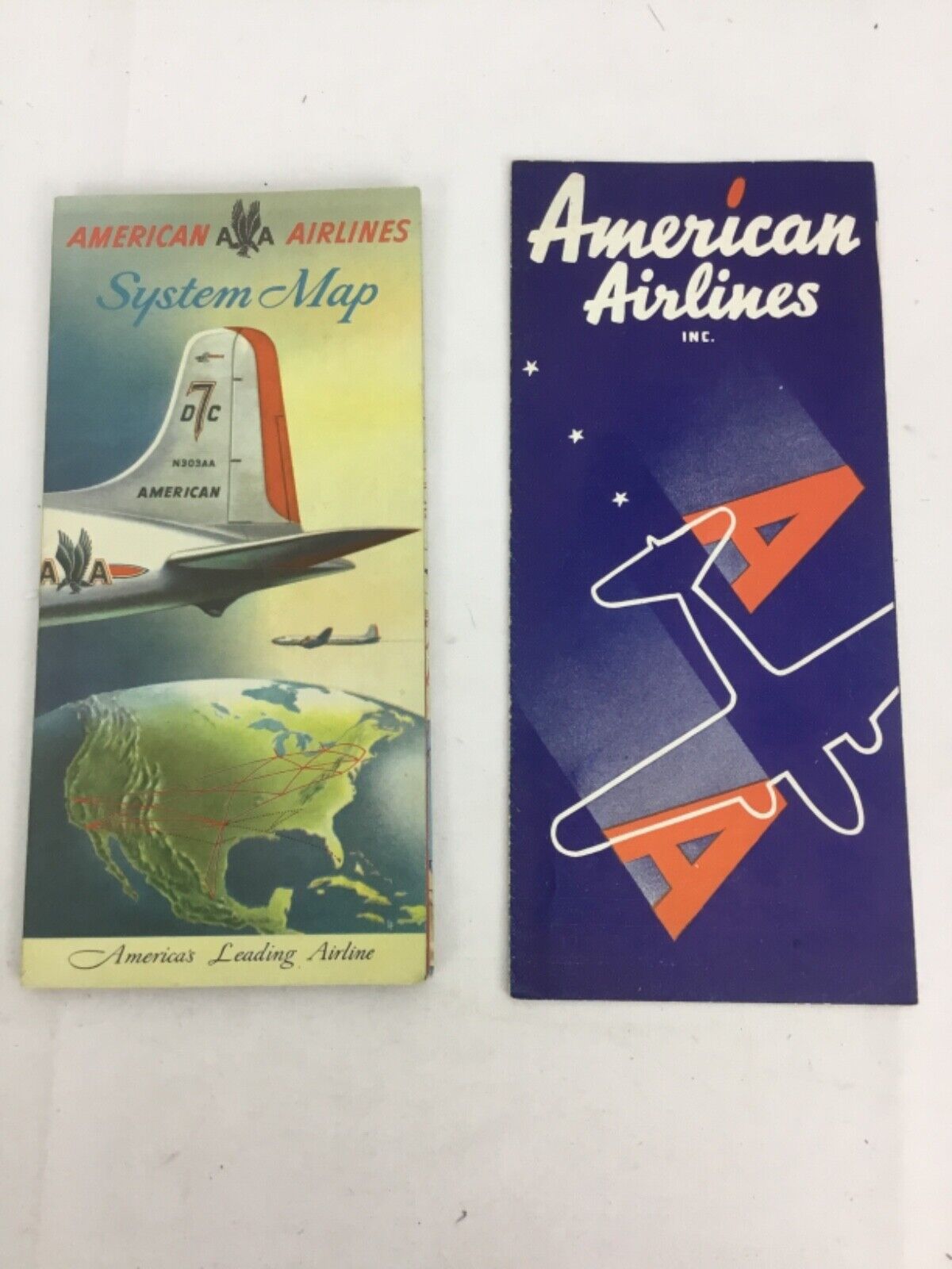 AMERICAN AIR LINES JAN. 1, 1936 TIMETABLE PLUS 1959’S SYSTEM MAP