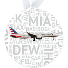 American Airlines 757 with airport codes - Metal Ornament picture