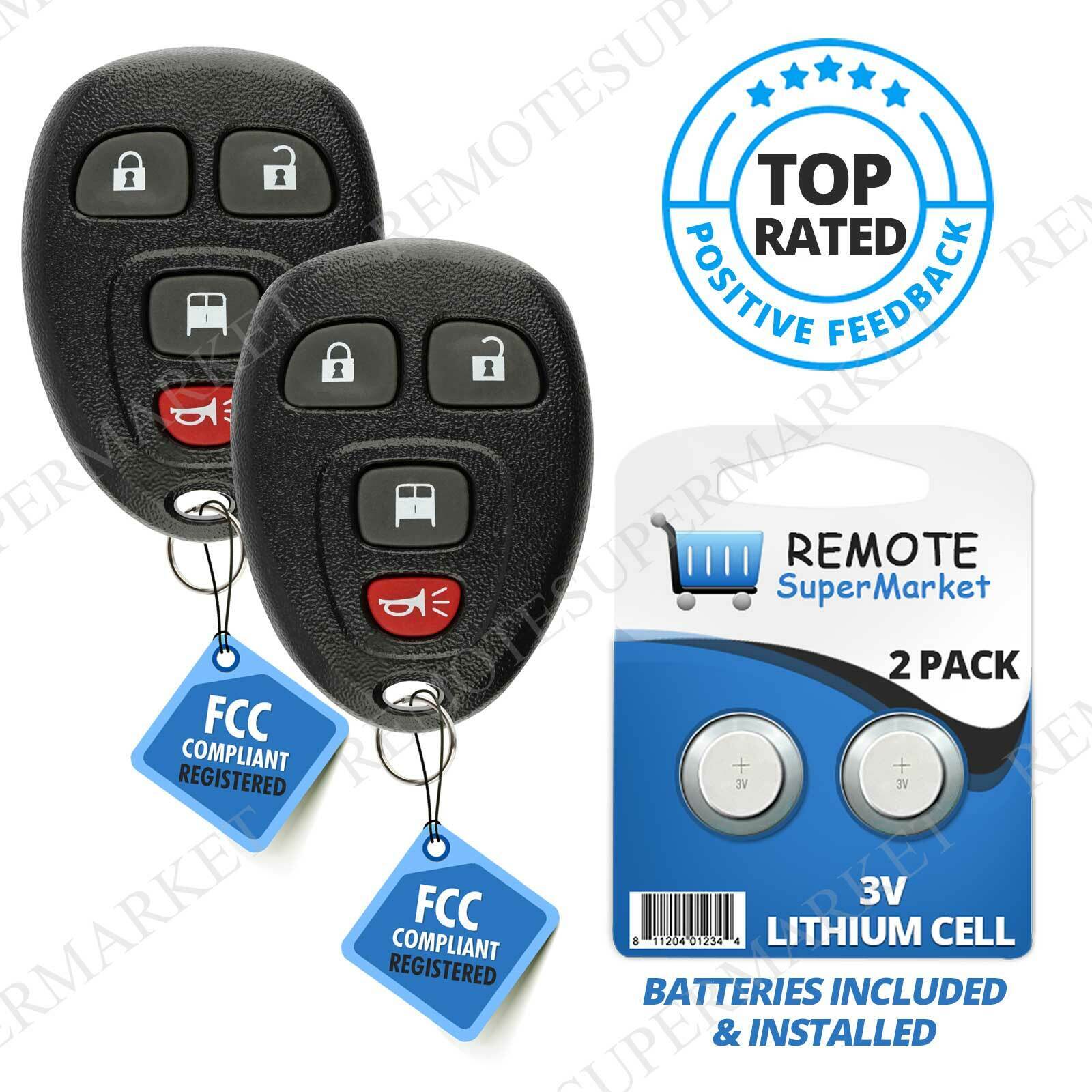 2 Replacement for Chevy Express 07-14 1500 07-17 2500 3500 09-16 4500 Remote Fob
