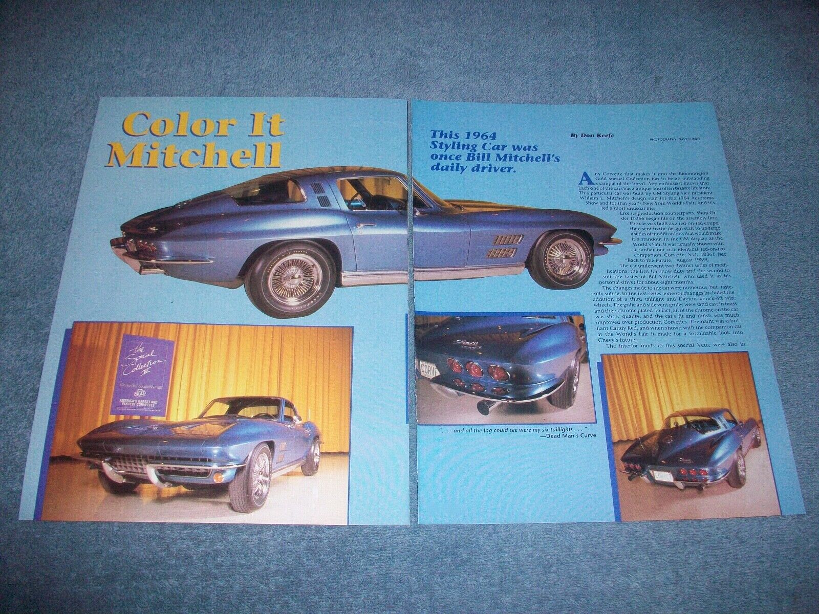 Bill Mitchell\'s 1964 Corvette Coupe Styling Show Car Vintage Article 