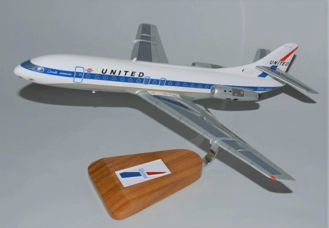 United Airlines Sud SE 210 Caravelle Mainliner Desk Top Model 1/72 SC Airplane