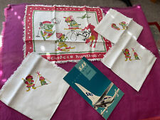SAS Scandinavian Airlines 50s era meal items -3 napkins/tray cover/route map picture