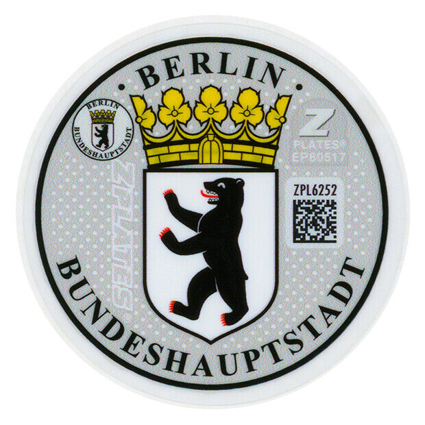 Berlin - German License Plate Registration Seal & Inspection Sticker Set