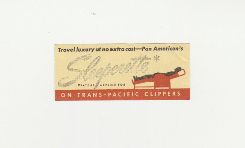 PAN AM US airline Sleeperette promotion poster stamp label