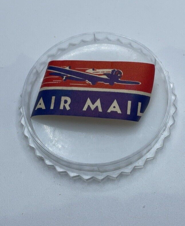 Vintage TWA Trans World Airline Air Mail Sticker w/plastic protector holder