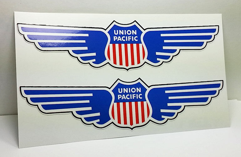 Pair of 6 inch UNION PACIFIC Railroad Vintage Style DECALS / Vinyl Sticker