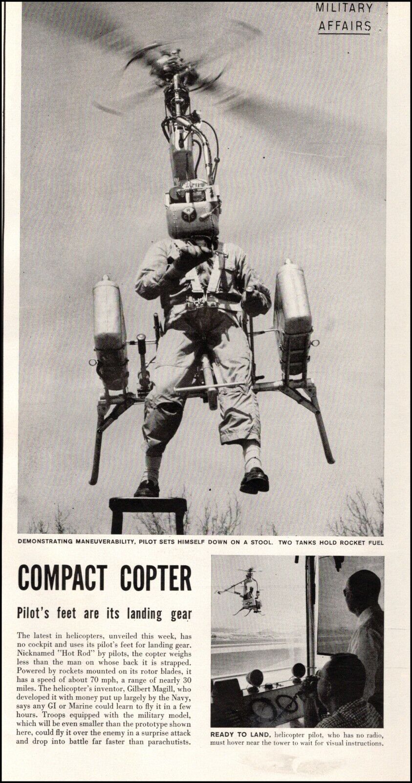 1950s vintage helicopter AD HOT ROD Compact Copter , you wear it    092120
