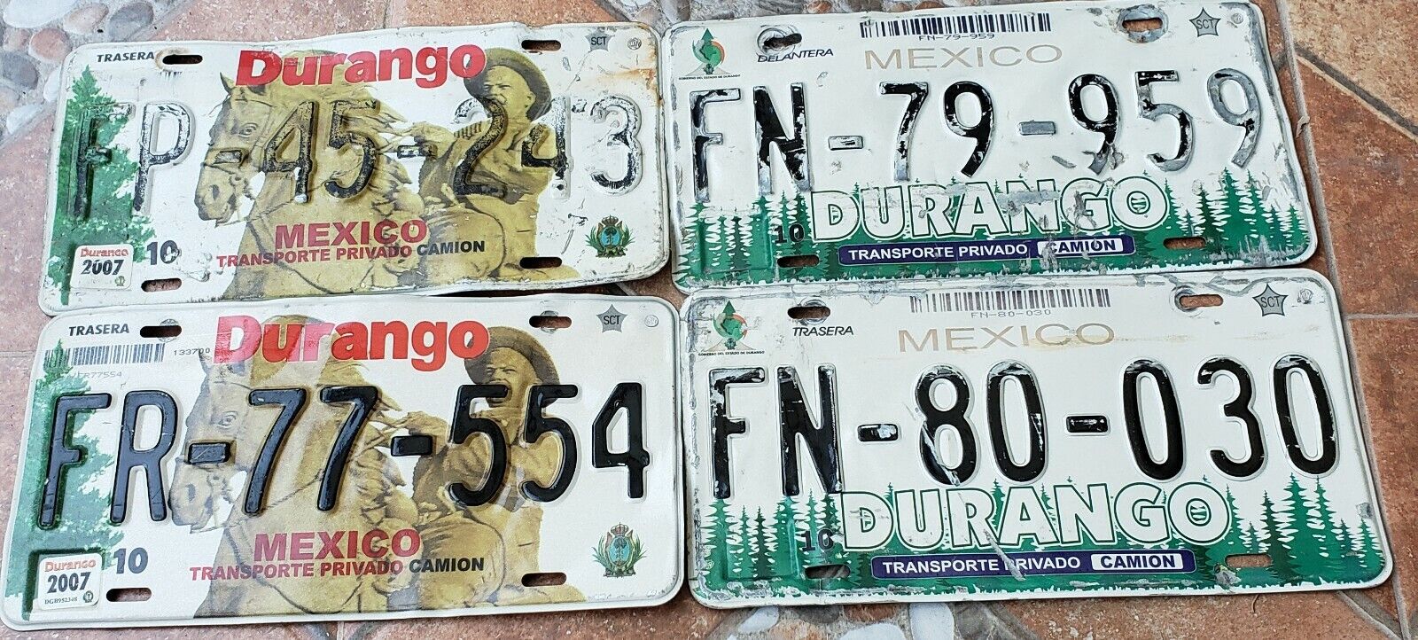 LOT of 4 DURANGO Mexico  License Plate 