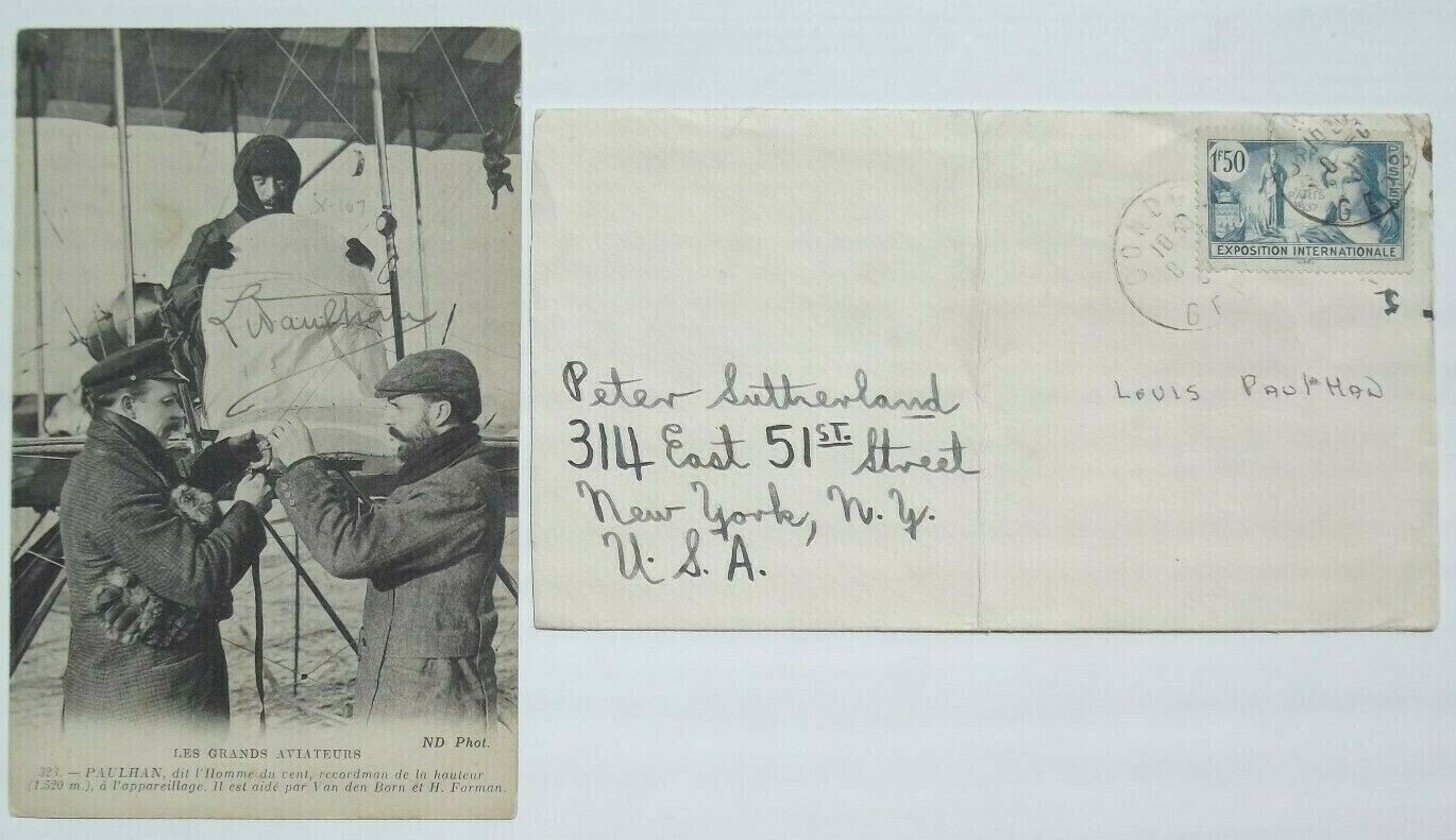 Louis Paulhan Prominent French Aviation Pioneer Autograph Postcard \'\'Rare\'\' 
