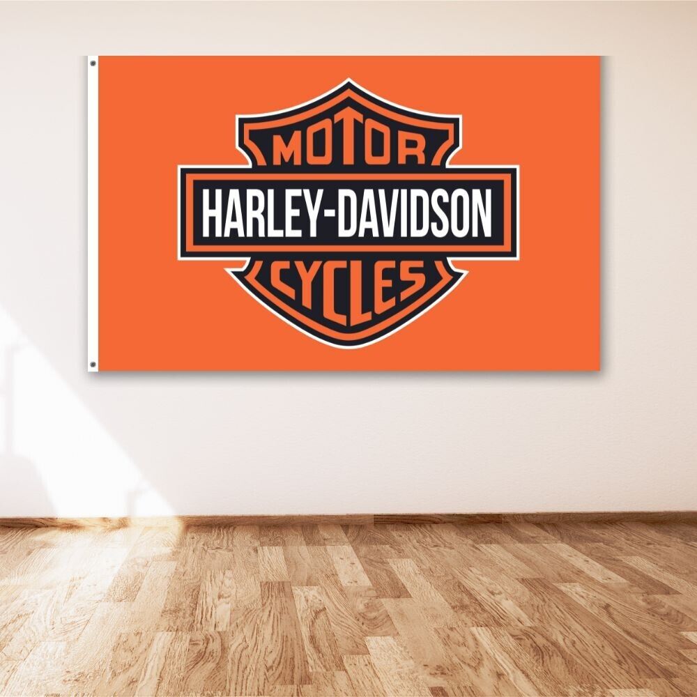 Harley Davidson Logo 3x5 ft Flag Motorcycle Banner Polyester Garage Sign