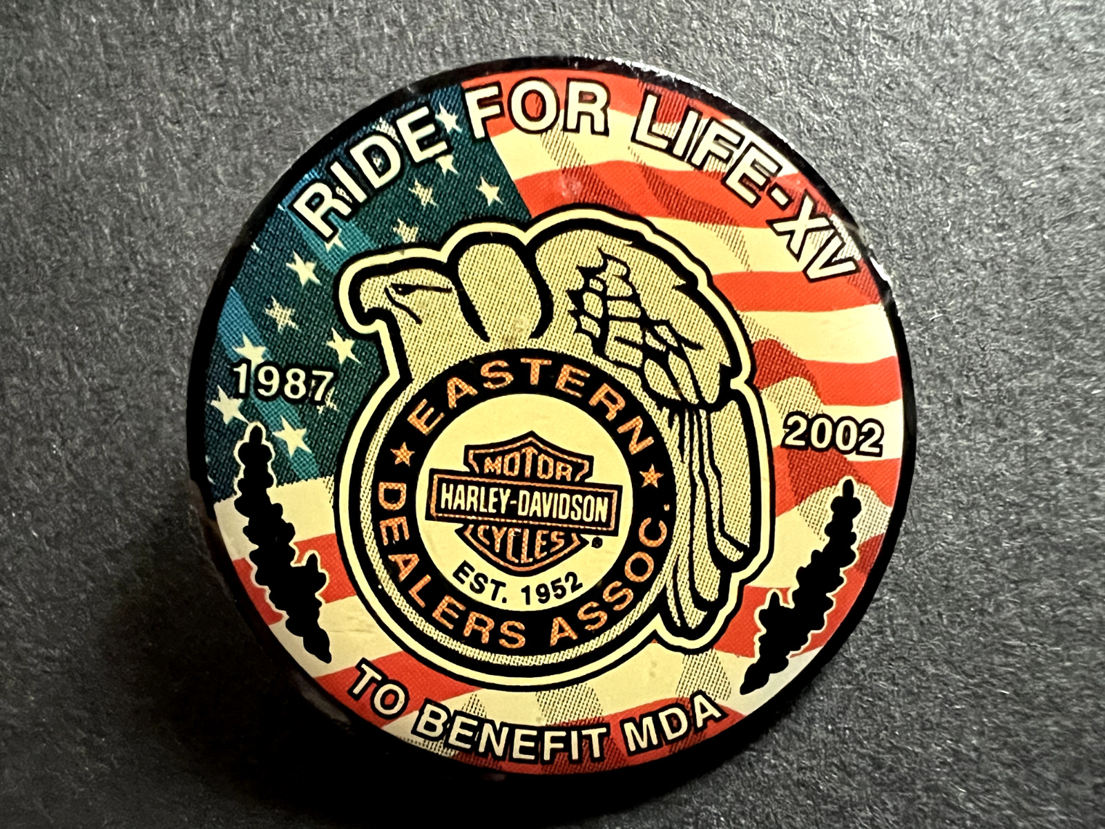 2002 Ride for Life XV Eastern Dealers Harley Davidson Motorcycle Jacket Vest Pin