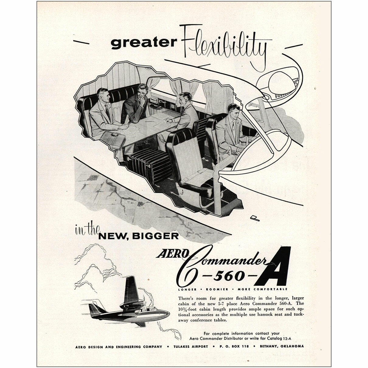 1955 Aero Commander 560A: Greater Flexibility Vintage Print Ad