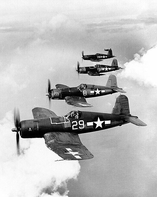 VOUGHT F4U-1A CORSAIR FIGHTERS IN FLIGHT 8x10 GLOSSY PHOTO PRINT