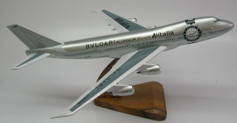 B-747-200 Bulgari Alitalia Airplane Wood Model  Regular New