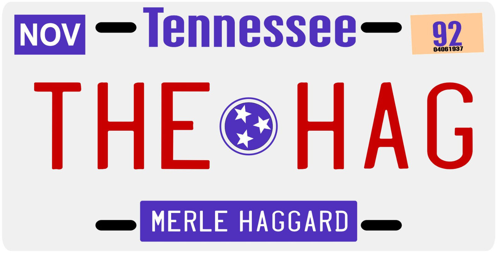 Merle Haggard THE HAG 1992 Tennessee License plate