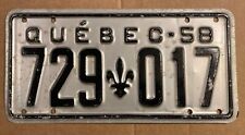 1958 Quebec Canada license plate, original used picture