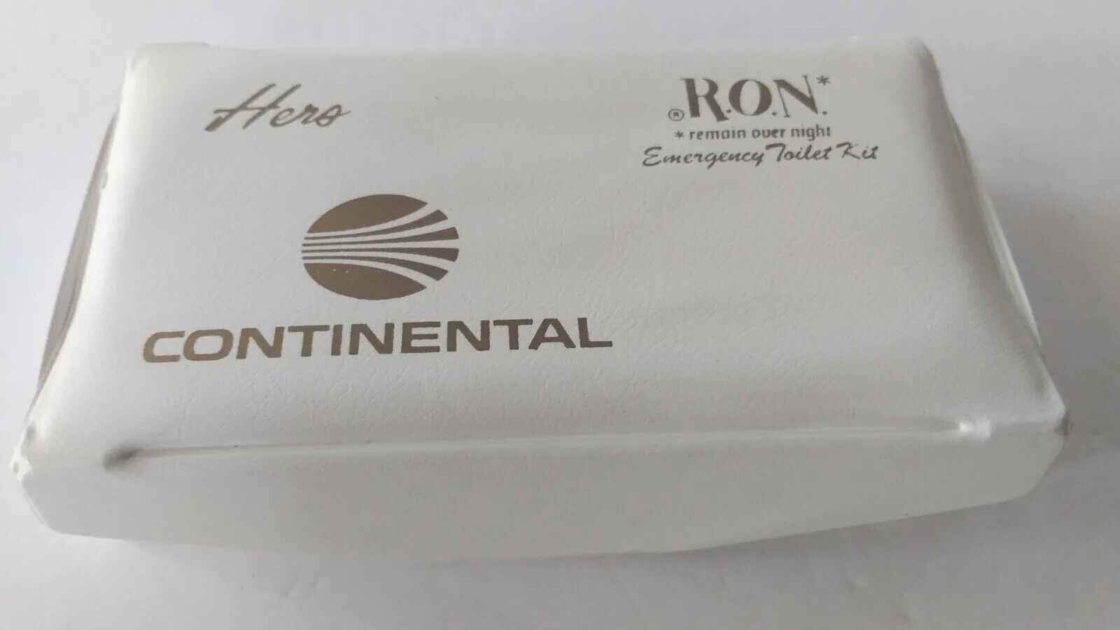 Continental Airlines Amenity Vinyl Kit 1970s Toiletry ER HERS Remain Over Night