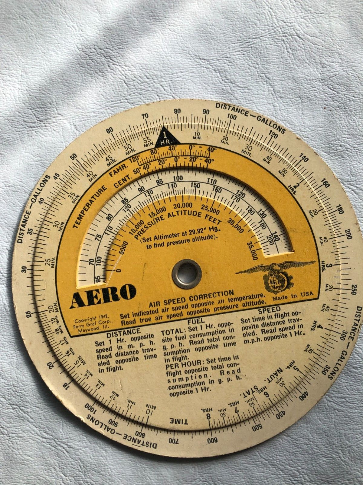 1942 Aero Insurance Underwriters, Air Speed Correction Wheel