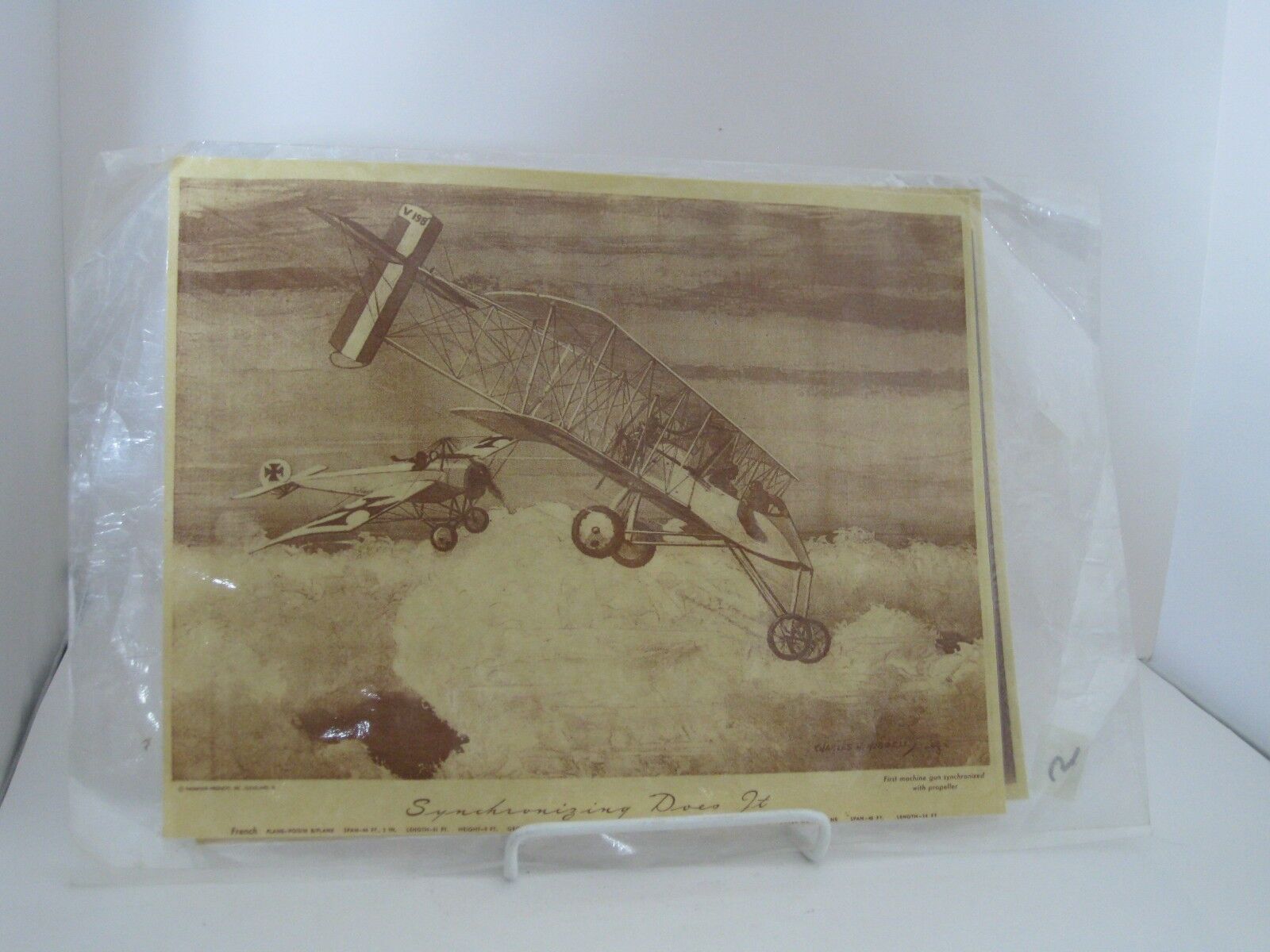 Charles Hubbell Aviation Prints Sepia 4pcs 14x11 Sealed in Clear Plastic