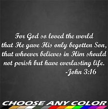 John 3:16 Sticker Decals Jesus Christ God Lord Savior Church Bible Scripture picture