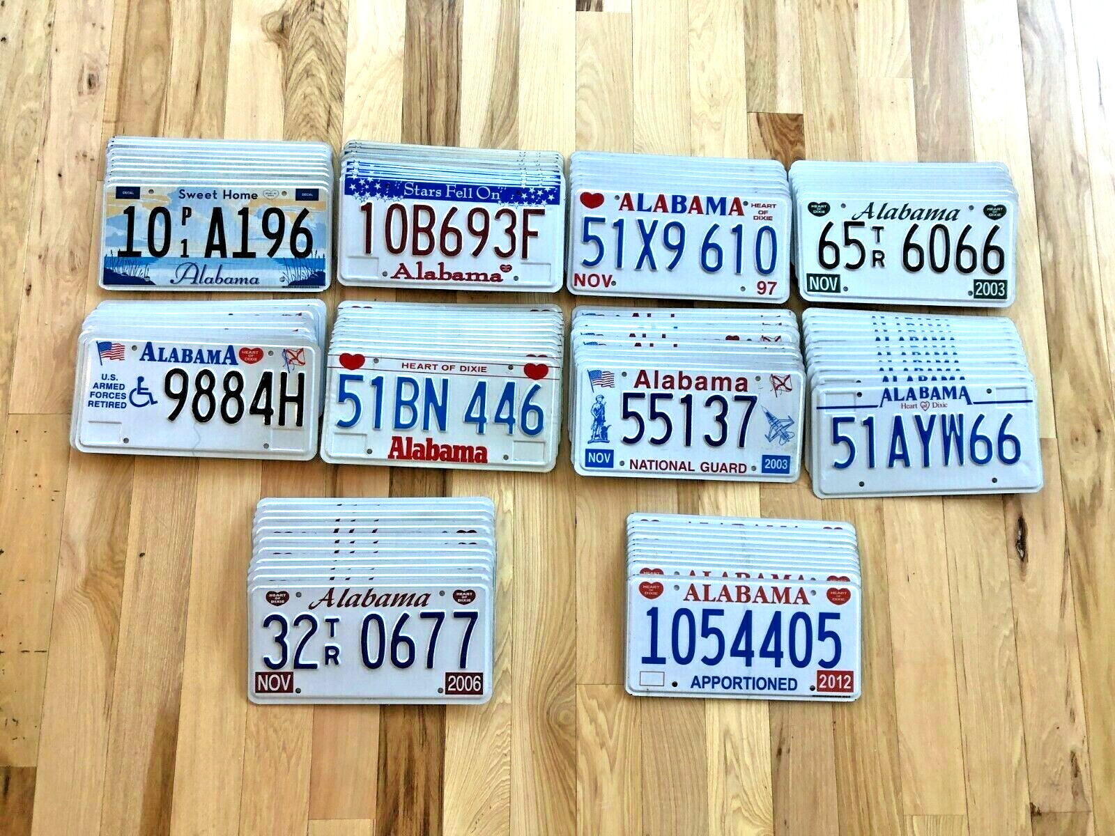 100 Alabama License Plates- 10 of Each Version