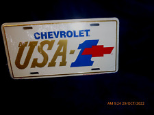 USA - 1 RED BOWTIE GOLD USA  CHEVROLET ALUMINUM LICENSE PLATE  MADE IN USA picture