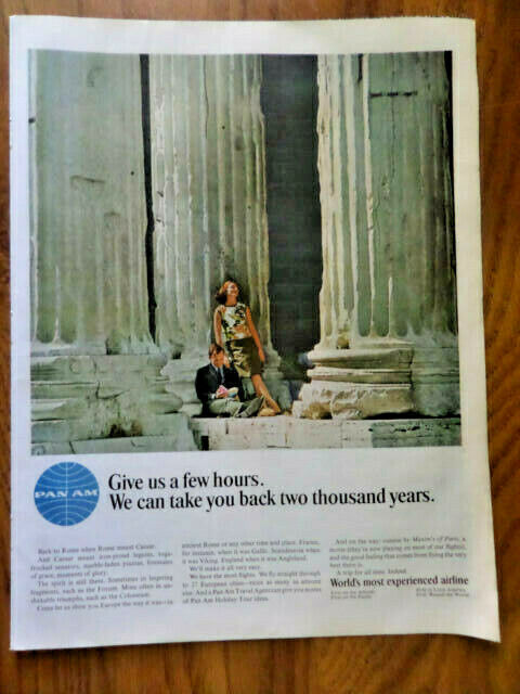 1966 Pan Am American Airlines Ad Rome Italy
