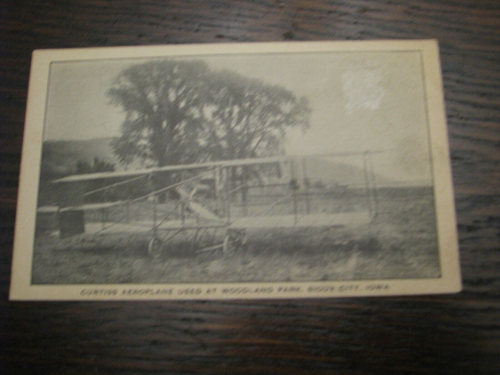Aviation Postcard Curtiss Airplane Woodland Park Sioux City Iowa 