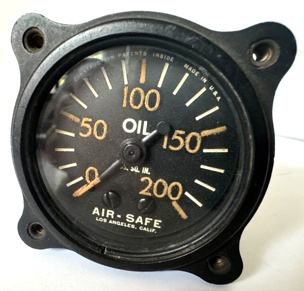 Airplane Cockpit 2 inch Air-Safe Aircraft Oil Pressure Gauge LA Model 908   J