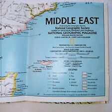 THE MIDDLE EAST MAP Physical & Political National Geographic February 1991 picture