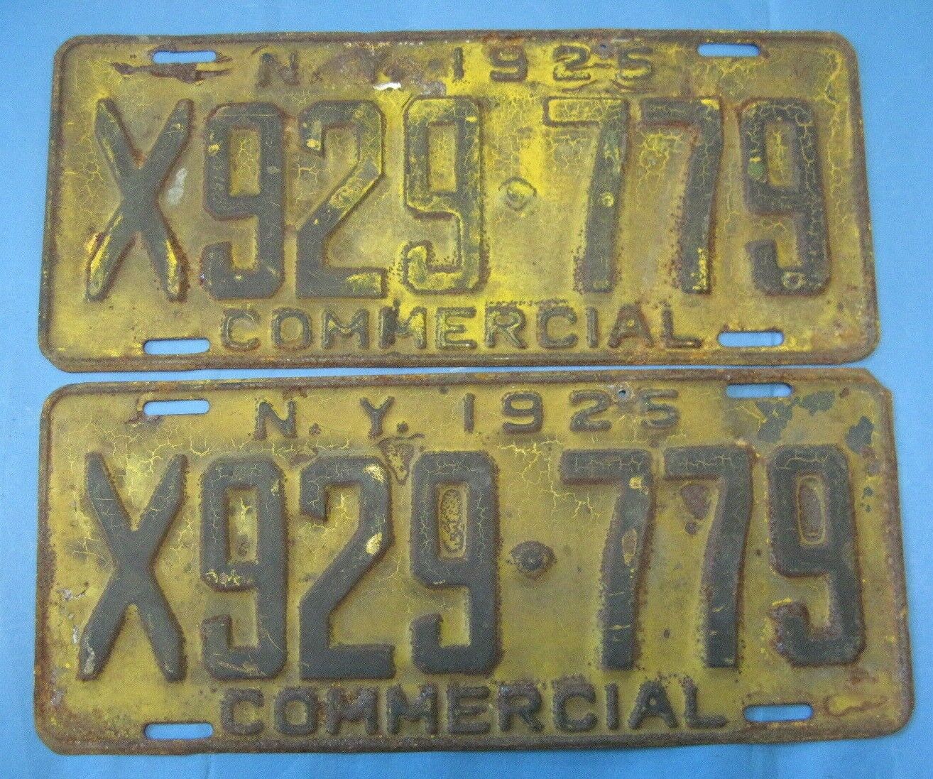 Matched pair of 1925 New York Commercial license plates 