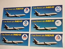 Vtg Lot 6 '80s MCDONNELL DOUGLAS MD-11 Bumper AIRCRAFT STICKERS Various Airlines picture