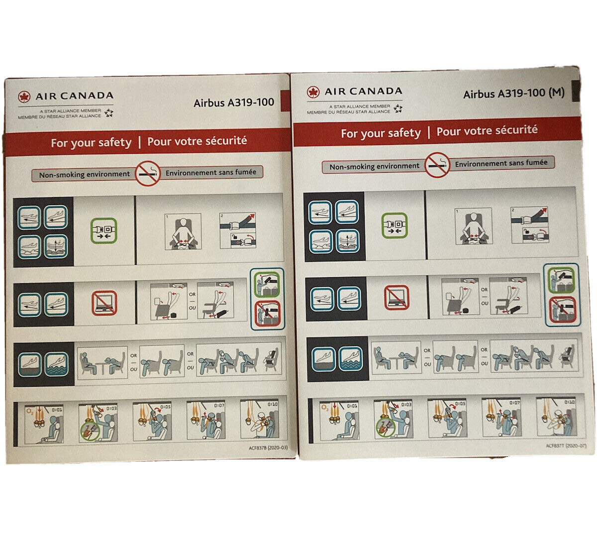 LIMITED EDITION Air Canada Airbus A319 and A319M Safety Cards