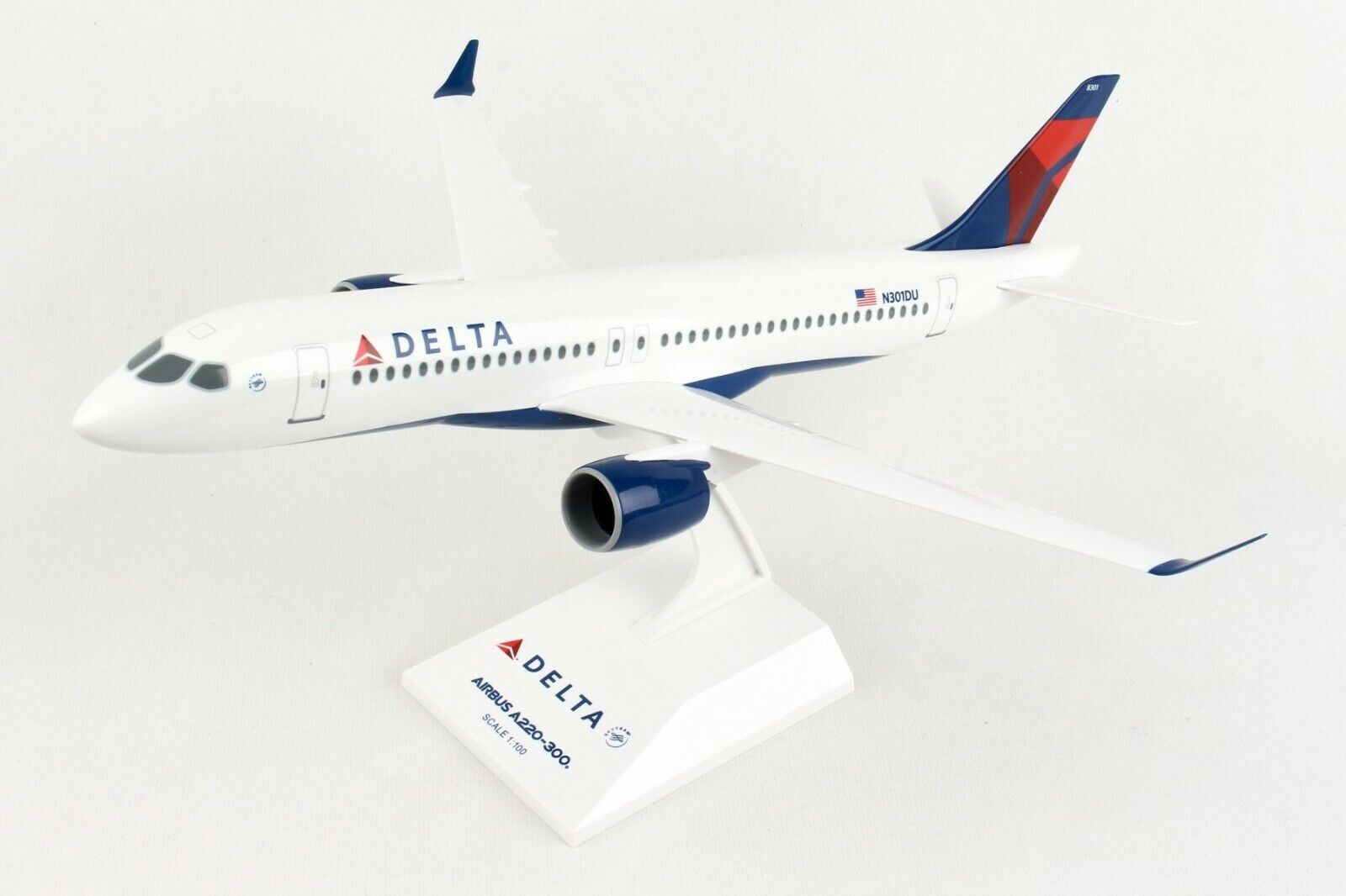 SKYMARKS DELTA A220-300 1/100 REG#N301DU With STAND. New