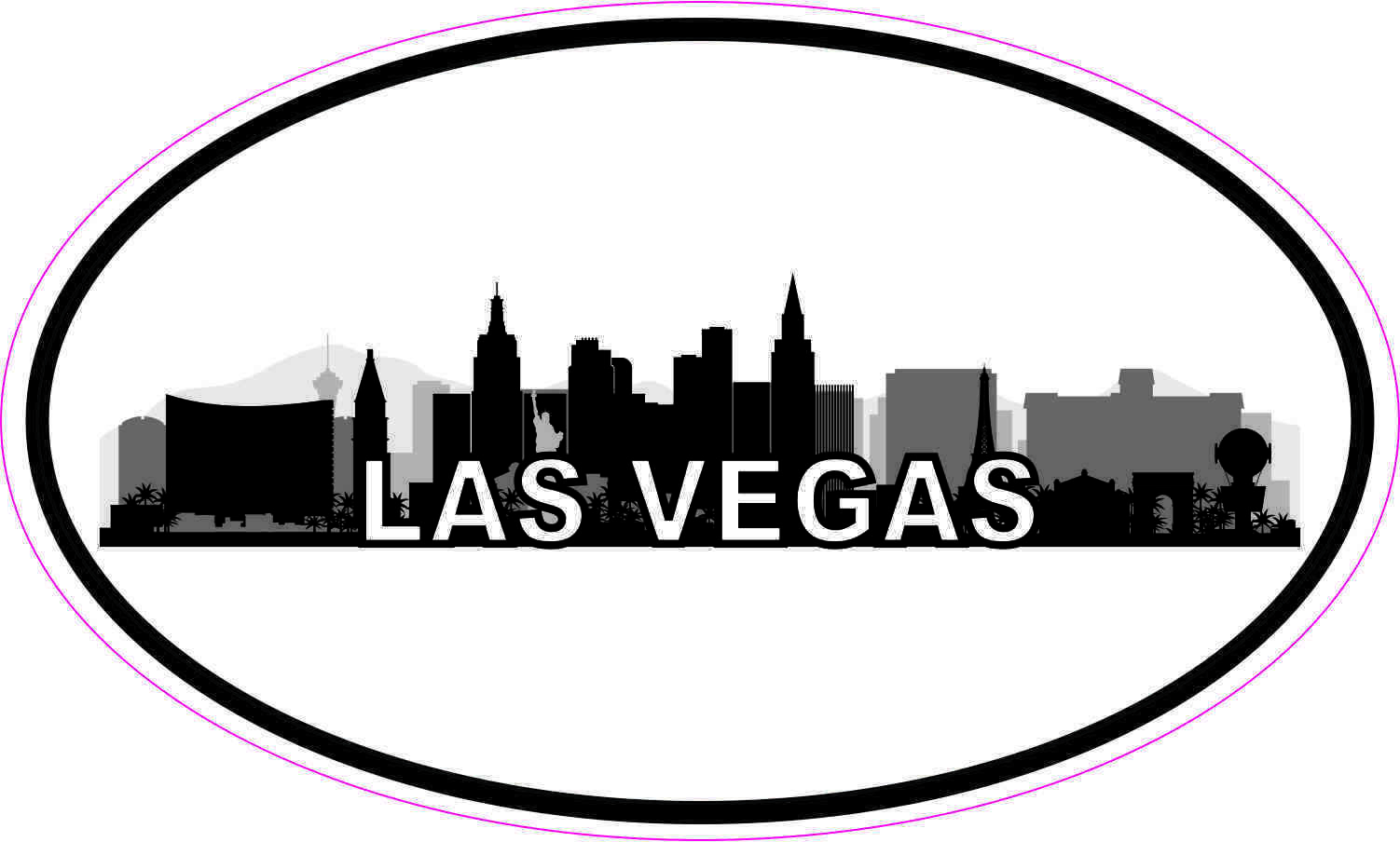 5x3 Oval Las Vegas Skyline Sticker Cup Luggage Car Window Travel Bumper Decal
