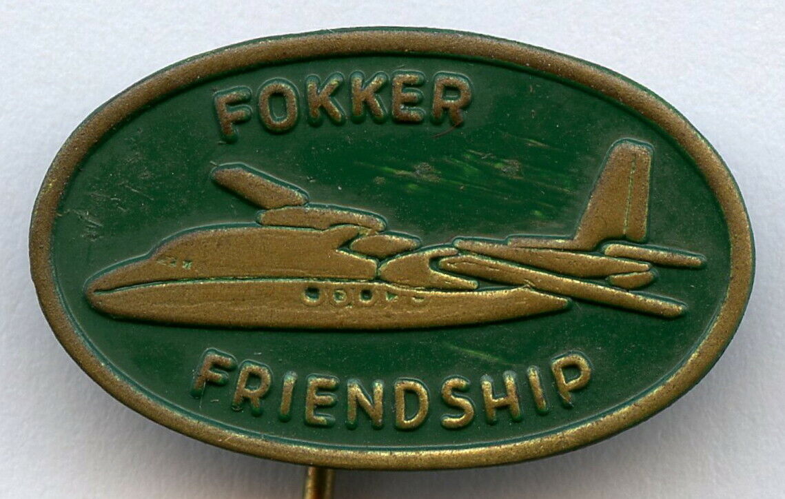 Aircraft Fokker Friendship Pin Badge Nice Grade 