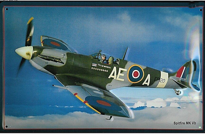 Spitfire Mk VB metal postcard / mini sign 110mm x 80mm  (hi)   