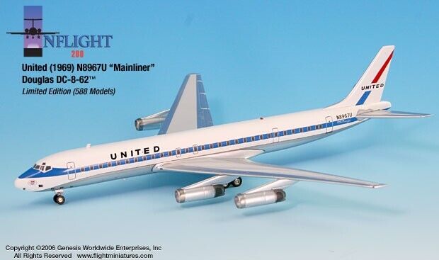 Inflight IF80014 United Airlines Douglas DC-8-62 N8967U Diecast 1/200 Jet Model