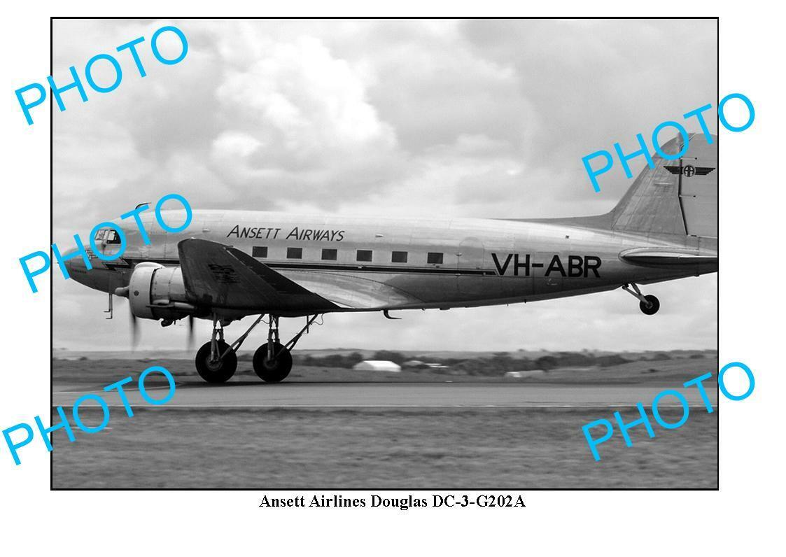OLD 6x4 PHOTO ANSETT AIRLINES DOUGLAS DC-3 G202